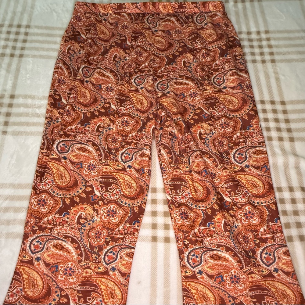 Natural Life Flare Pants Women’s Size XL Red Orange Paisley Print - Picture 8 of 13